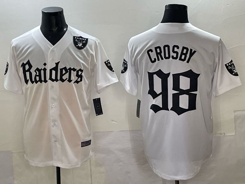 Men 2025 Oakland Raiders #98 Crosby white 6th generation Joint Name Nike Limited NFL Jersey style 08